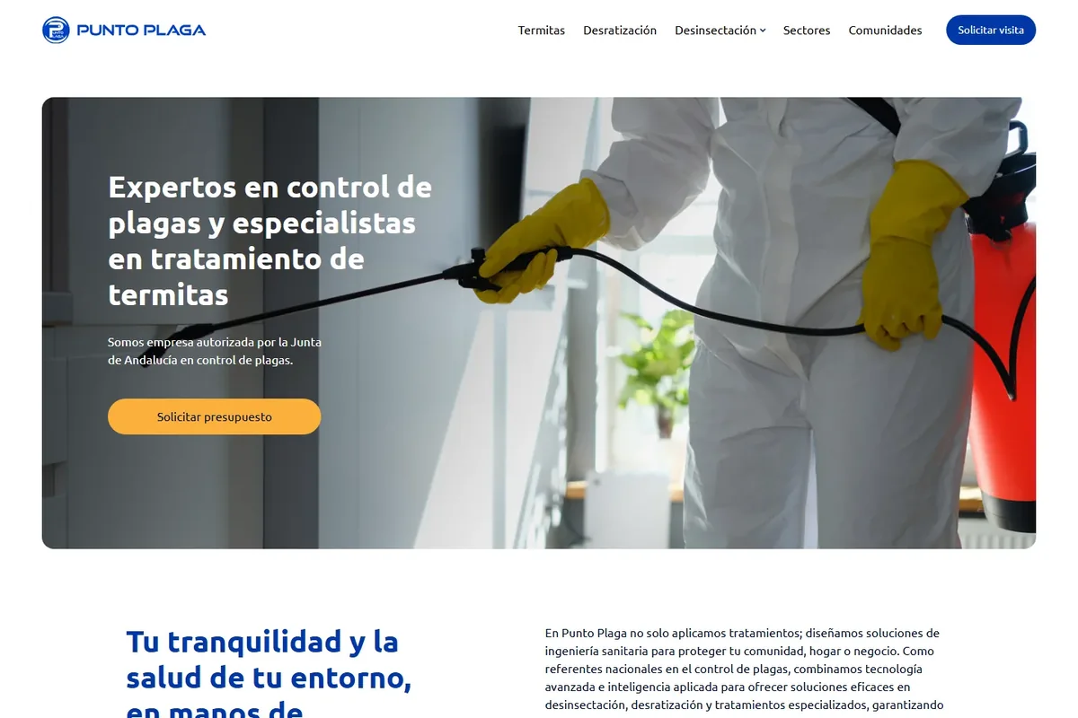 Web de Punto Plaga, empresa de control de plagas