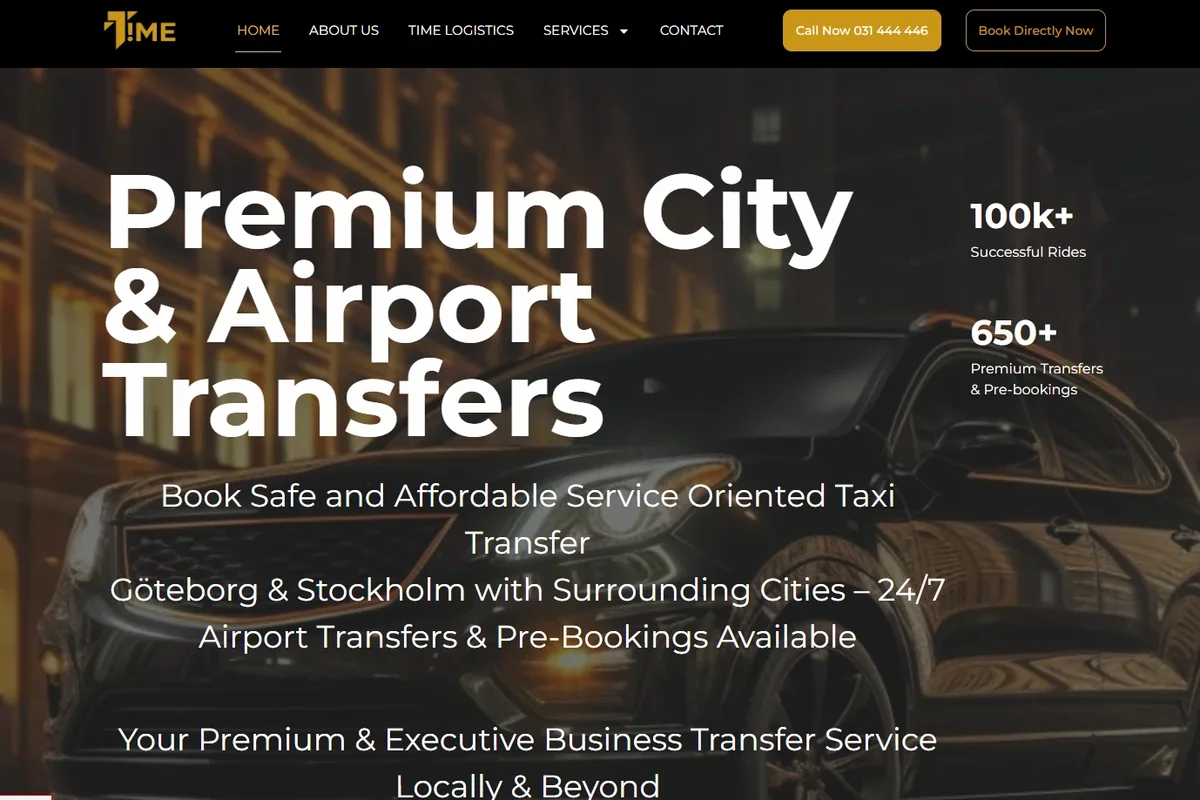 Web de reservas de TaxiTime para traslados al aeropuerto